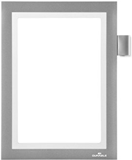 Durable DURAFRAME Note Self-Adhesive Magnetic Frame | A5 Format in Silver | Pack of 1 Frames | Includes Universal Pen Holder |