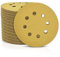 SPEEDWOX 100 Pcs 5 Inches 8 Hole Sanding Discs 220 Grit Dustless Hook and Loop Sandpaper for Random Orbital Sander Yellow Finishing Discs for Automotive Woodworking