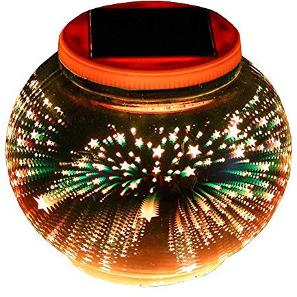 Solar Mosaic Glass Ball Garden Lights,KINGCOO Waterproof Color Changing Mood Night Lights Solar Outdoor Table Lamp for Bedroom Party Garden Patio Yard Decoration Lighting (Stars-1)