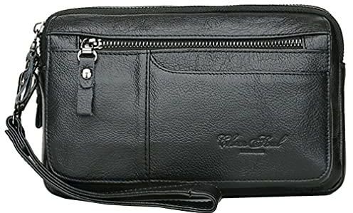 KPYWZER Leder-Clutch-börse für Herren, Handgelenk, ReiÃŸverschluss, Reisepass, Münzen, Handtasche, Organizer für Handgelenk