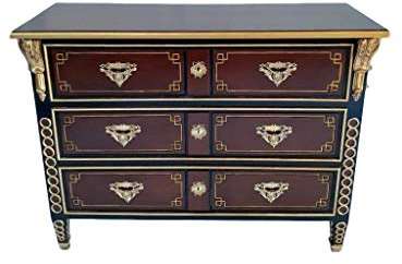 Antik königliche Louis XIV. Louises Barock Rokoko Stilmöbel Kommode Sideboard Kommodenschrank Sideboardschrank Farbe: Nussfarben mit Gold Breite129cm