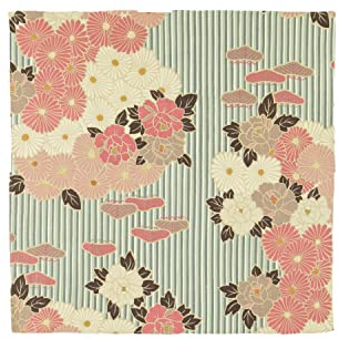 Klein Furoshiki (Retro Blume) Made in Japan 19.7 Zoll (50cm) 100% Baumwolle Waschbar Japanische Mehrweg Tasche Bento Wickeltuch Häuptling Taschentuch Schal Bandana (Rosabeige)