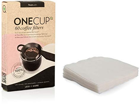 finum® 60 ONE CUP Coffee Filters - Kaffeefilter für die ONE CUP Halterung, Papier-Kaffeefilter, Filter für Kaffeepulver, Kaffeefilterhalter, Kaffeebereiter für Becher, BPA-frei – 60 Filter