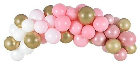 Arche de Ballons - Rose, Or Brillant, Blanc