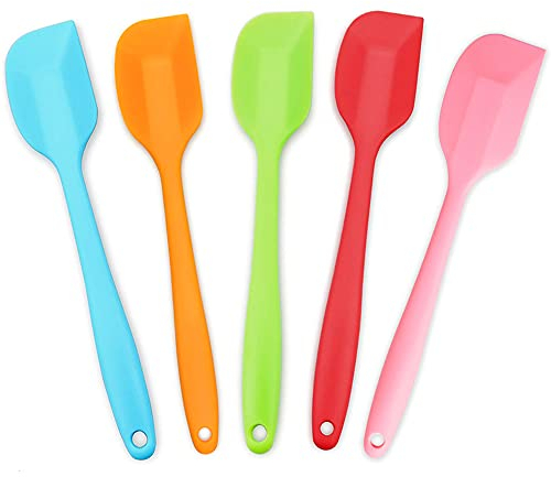 5pcs Silicone Spatula - Heat Resistant, Non Stick, Rubber Spatula for Kitchen Baking and Dessert Making
