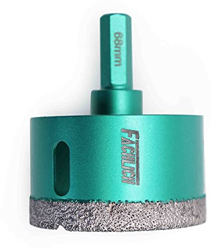 FACHLICH Forets Diamant 68mm Trépans de Forage avec tige Hexagonale pour Perçage à sec en Porcelaine Carrelage Granit Marbre