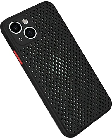 Rdyi6ba8 Atmungsaktive Hülle für iPhone 13 mini, Ultra Dünn Silikon TPU Wärmeableitung Mesh Kratzfest Anti Fingerabdruck Handyhülle für iPhone 13 mini - Schwarz