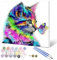 Fuumuui Peinture par Numéros Adultes et Enfants Débutants avec Cadre Comprend Pinceaux et Peintures Acryliques 40 x 50 cm - Animaux, Chat et Papillon