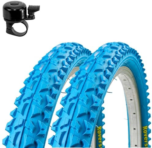 2 x Roverstone 26 Fahrradreifen Fahrradmantel blau 57-559 (26x2,125) inkl. Fahrradklingel