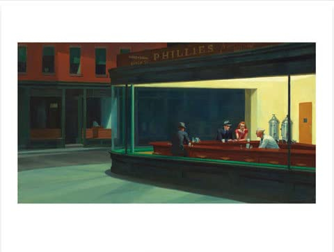 empireposter Edward Hopper - Nighthawks - Kunstdruck Artprint Gemälde Bar - Grösse 80x60 cm