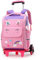 Tanou Trolley Rucksack mit 6 Rollen, 16 Zoll Leichte Schulranzen mit Rollen für Mädchen in der Grundschule, Abnehmbare Schulrucksack Trolley für Schule Reisen, 1-3 Klasse, Rosa Lila