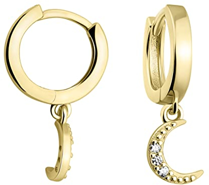 SOFIA MILANI - Damen Ohrringe 925 Silber - vergoldet/golden & mit Zirkonia Steinen - Mond Creole - E1519