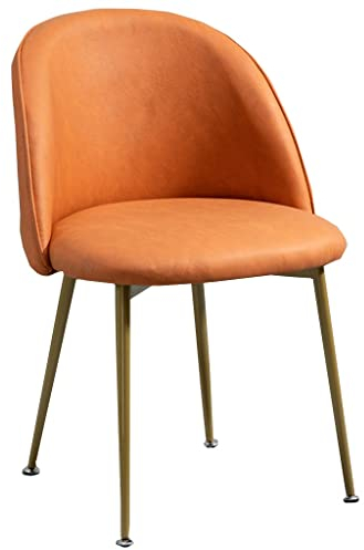 GIZNXBA Schalenstuhl Esszimmerstuhl Mit Metallbein Wohnzimmerstuhl Leder, Polsterstuhl Esszimmer, Moderner Esszimmerstühle Gepolstert Für Die Küche Und Das Büro (Color : /Orange)