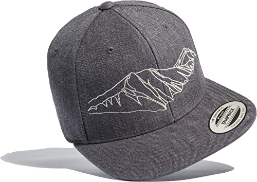 (A) Outdoor Cap Flexfit Snapback : Mountain Range - Kappe Herren & Damen - Kletter Ausrüstung Wander Zubehör (Grau - One Size)
