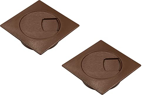 Gedotec cable duct desk made of sturdy ABS plastic | 2 pieces square cable apertures 60mm | Plaza | cable box brown | cable duct square for pressing in | cable duct desk