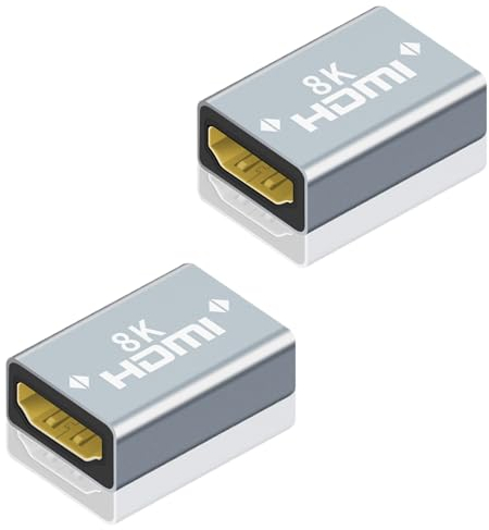 vgggrd 2 Pezzi Accoppiatore HDMI 8K, Adattatore HDMI Femmina a Femmina Supporto 8K/4K @ 60Hz UHD, Prolunga Cavo HDMI per Laptop, PC, Monitor, Roku TV
