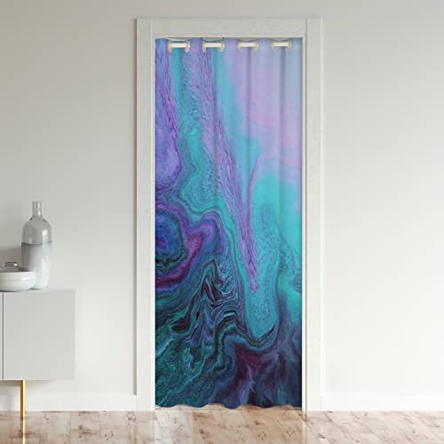 Tenda per porta in marmo Privacy per bambini, con stampa in marmo, colore viola, color foglia di tè e marmo, con retro interno, tappetino per ingresso 30% -50% tenda oscurante, divisorio per camera d