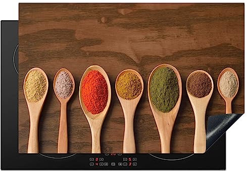 KitchenYeah© Copri Piano Induzione 76x51 cm Cucina Coprifornelli Copertura Protezione Cottura Tutto per la Cucina Mestolo - Erbe - Cibo - Spezie - Tavola