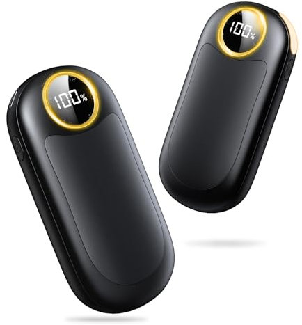 Hand Warmers Rechargeable 2 Pack, 14000mAh Electric Hand Warmers Reusable, 20Hrs Warmth Double-Sided Heat Up to 55℃, Portable Hand Heater for Raynauds, Hunting, Golf, Camping