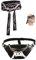 Seaehey Herren Stirnband und Leder Hüfttasche 2tlg Set Unisex Gürteltasche Bauchtasche Schwarz Weiß Streifen Kopfband Verstellbar Haarband Cosplay Zubehör