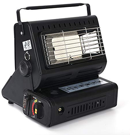 Calentador de gas portátil para interiores, Estufa de queroseno portátil para interiores, calentador de gas de calefacción de 1300W, para viajes, camping, caravana, pesca, interior y exterior (Black)