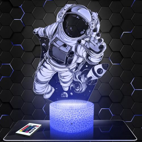 Nachtlicht für Kinder Astronaut Raketedeko kinderzimmer. Geschenk Weihnachten Junge 4, 5, 6, 7, 8, 9, 10 Jahre. Nachttischlampe Astronaut Rakete Kosmonaut Raumschiff