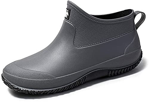 Lyuu Wellington - Scarpe da giardino unisex, impermeabili, leggere, per camminata all'aperto, alla caviglia, da uomo o da donna, Nero grigio, 45.5 EU