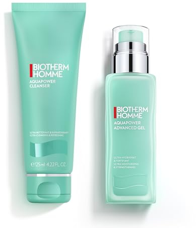 Biotherm Homme Aquapower Advanced Gel, erfrischendes Gesichtsgel für Männer, 75 ml + Biotherm Homme Aquapower Cleanser, erfrischendes Reinigungsgel für Männer, 125 ml