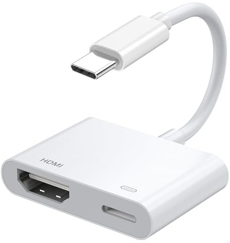 USB C to HDMI Digital AV Adapter for iPhone 16 15,1080P Audio and Video Sync AV Adapter with Charging Port for iPhone 16/16 Plus/16 Pro/16 Pro Max/15/15 Plus, S23