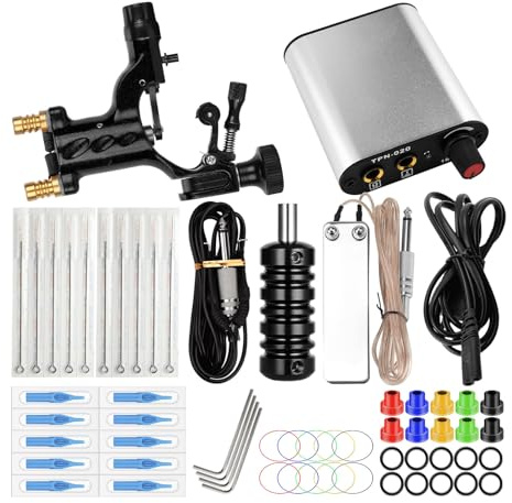 zalati Komplettes Tattoo-Set, Pro-Tattoo-Maschinen-Set mit Werkzeug, Netzteil, Fußpedal für Tattoo-Anfänger
