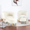 LEUTED 2er Set Sessel mit hocker, Sessel Wohnzimmer Weiß, Lesesessel aus Teddy-Stoff ist bequem, Ohrensessel, Fernsehsessel Relaxsessel Cocktailsessel Clubsessel für Büro, Wohnung, Schlafzimmer