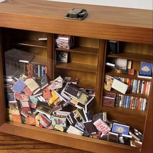 Ahuuen Miniatur-Buchanzeige | Winziges Bücherregalmodell | Schütteln Sie Ihr Angst-Bücherregal Weg | Buchvitrine | Kreative Bücherregal-Desktop-Ornamente Für Buchliebhaber | Stressabbauer