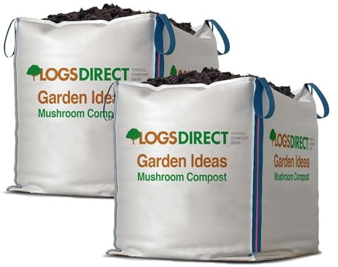 Warma 2 x Mushroom Compost Dumpy Bags - Garden Landscaping Improver - Suitable for Vegetable Patches, Rose Bushes, Tree & Shrub Mulching - Each Bag 85 x 85 x 85, Holds Approx. 500kg