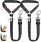 MOLHEM 2 Pack Pet Dogs Seat Belt for Car, Adjustable Safety Elastic Lead Harness for Cars, Anti Shock Elasticated Cushioned Leash (Black)