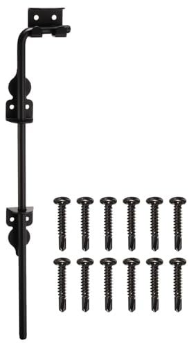 sourcing map 18 Cane Bolt, 2Pcs Cane Bolt Gate Drop Rod Iron Gate Doors Stopper Gate Hardware for Wooden Gate and Fences Doors, Black Finish