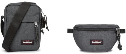 EASTPAK - THE ONE - Umhängetasche, 2.5 L, Black Denim (Grau) & Springer - Gürteltasche, 2 L, Black Denim (Grau)