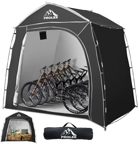 Prolee Rangement pour vélo - 2,2 x 1,5 m - Tissu Oxford imperméable - Pour 4 vélos - Abri de jardin et rangement extérieur - Noir