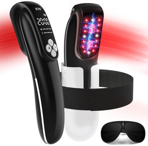 KTS TENS&Rotlicht Therapie Gerät,Infrarotlichttherapie mit festen Trägern,Kalte Laser Therapie(4*808nm&12*650nm),Elektrische Nervenstimulation zur Linderung von Muskelverspannungen/Gelenkschmerzen