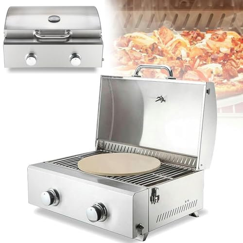 Horno de Pizza a Gas Comercial, máquina para Hacer Pizzas con encimera de 12 Pulgadas, Temperatura Ajustable de 0-750 ℉, Horno Tostador de refrigerios Multiusos de una Sola Capa de Acero Inoxidable