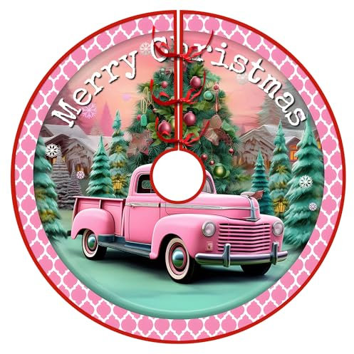 Morbuy Gonna Albero di Natale, Tappeto Albero di Natale Alce, Buon Natale Natale Copertura della Base per la Decorazione dell'Albero di Natale, Decorazione Casa Festa (Rosa,90 cm)