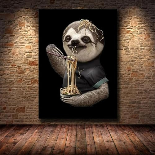 Funny Cute Creative Sloth Canvas Painting Posters and Print Wall Art Picture for Living Room Decor Children's Gifts 50x70cm Frameless