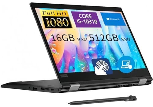 Lenovo ThinkPad L13 Yoga Gen 1 Touchscreen 2 in 1 Laptop, 13.3-Inch FHD, Intel Core i5-10310U, 16GB RAM, 512 GB SSD, Stylus Pen, US Keyboard, Windows 10 Pro (Renewed)