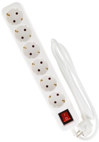 Multiprise Schuko + Interrupteur 6x16A - 5m - Blanc - Zenitech