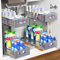 Housolution Spülschrank Organizer Ausziehbar, 2 Etagen Metall Unter Waschbecken Regal Spülenunterschrank Organizer, Unter Spüle Unterschrank Waschbeckenunterschrank Organizer, 2 Stück, Grau