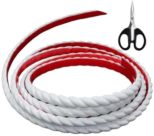 5 Meter Flexible Selbstklebende Zierleisten Sparpaket - 3D Dreidimensionale PVC Dekorstreifen mit Schere Geeignet, für Spiegelrahmenkanten,Putzlinien Deckenlinien Möbel Schrankkanten Wände 5mx1cm