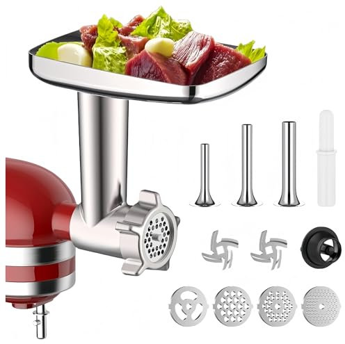 Accessorio For Tritacarne In Acciaio Inossidabile - Compatibile Con KitchenAid I Robot Da Cucina, Tritacarne E Insaccatrice Lavabili In Lavastoviglie Con 3 Piastre (grossa/media/fine), Include Burger