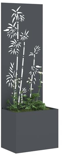 vidaXL Garten Sichtschutz-Leinwand Floral Anthrazit 50 x 32 x 150 cm, Garten und Terrasse, Moderne Abtrennung, dekorative Einlagen, schlanker Sichtschutz, zeitgemäße Umrandung