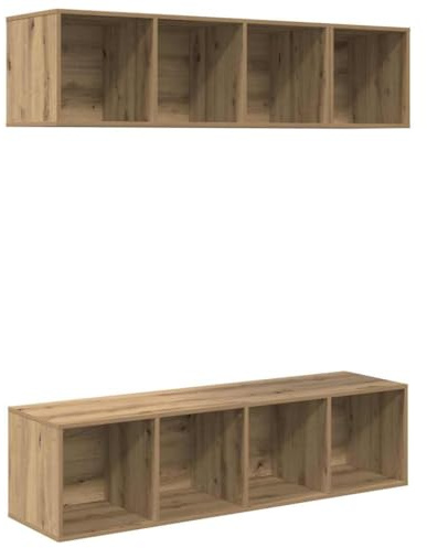 vidaXL TV Cabinet Set Artisan oak Engineered wood, Living Room Furniture, Modern Rectangular Tv Cabinet Set, Ample Storage Solution with Floating Shelves for Home Organization