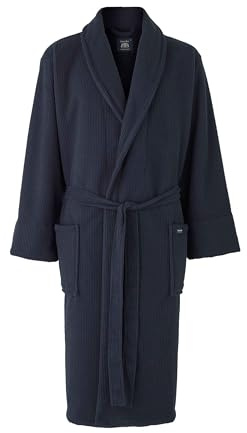 THE SAVILE ROW COMPANY LONDON Men's Lightweight Waffle Fleece Bath Robe Dressing Gown - Navy - Medium
