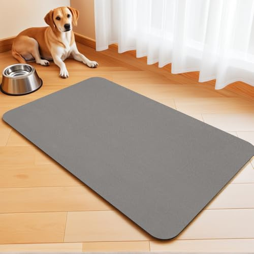 Napfunterlage Hund Hundenapf-Unterlage Hunde-Futtermatte Große Katzematte für Futter- und Wassernäpfe Hunde-Fütterungsmatte rutschfeste Katzen-Futtermatte Fleckenfrei (Light Grey, 30 x 50 cm)